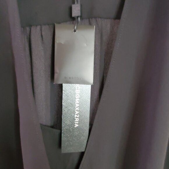 BCBGMaxazria NWT Women's Jaclyn Black Draped Hi Low Blouse Size S 100% Polyester - Picture 3 of 5